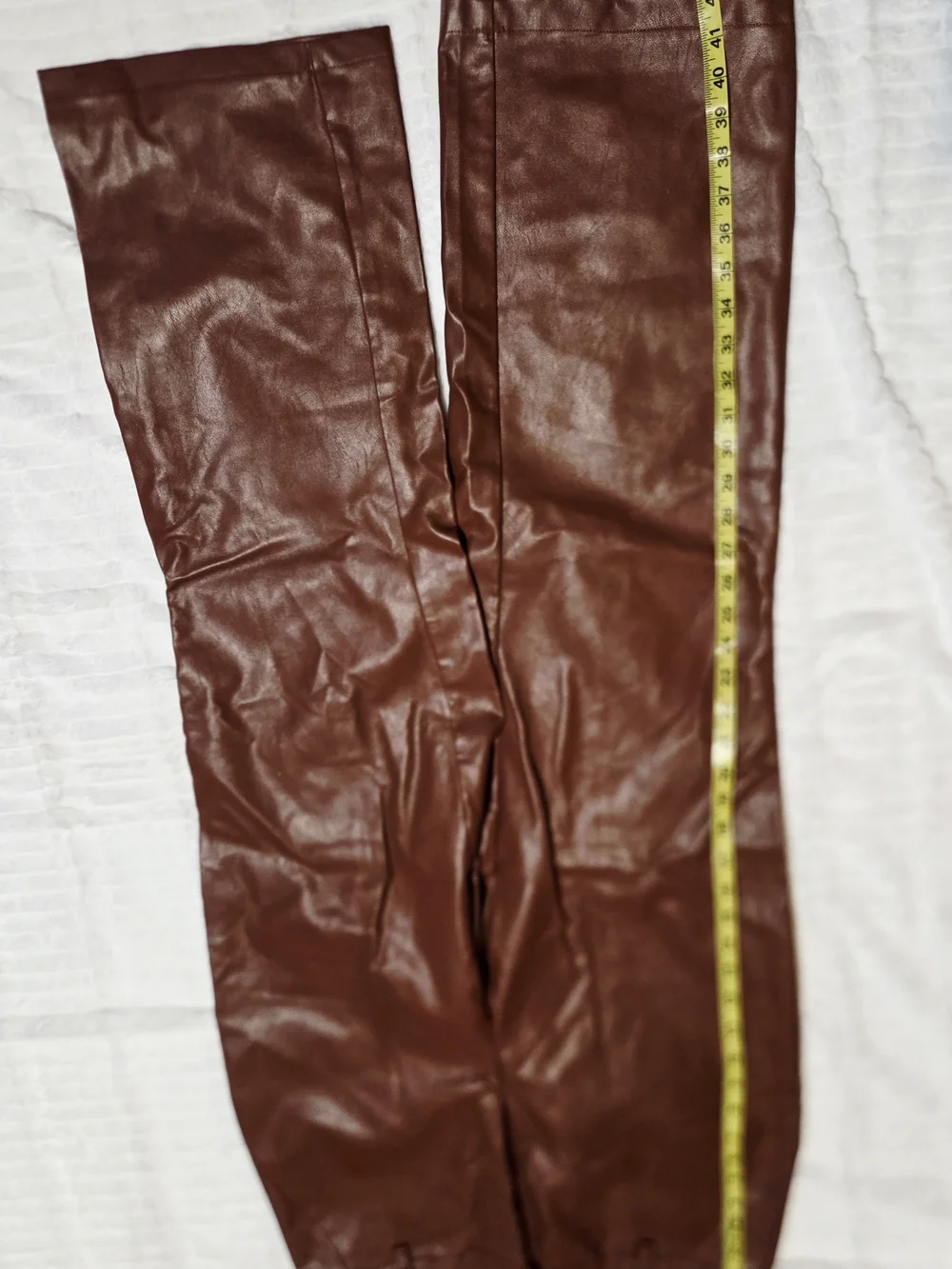 SHEIN Womens Dark Brown Faux Leather Pants